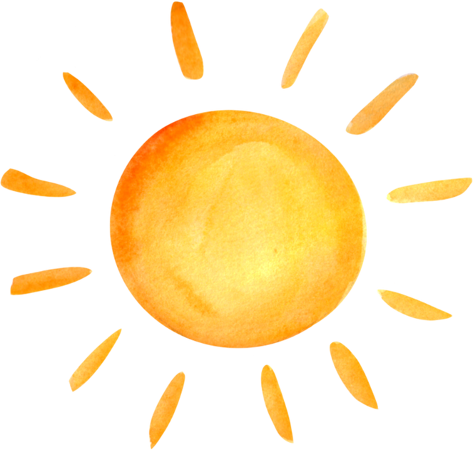 Yellow Sun Watercolor Illustration